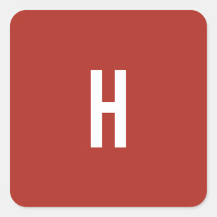 Monogram Eget Namn Initial Minimalist Tegel Röd Fyrkantigt Klistermärke