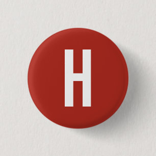 Monogram Eget Namn Initial Minimalist Tegel Röd Knapp