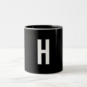 Monogram Eget Namn Initial Modern Minimalist Svart Två-Tonad Mugg