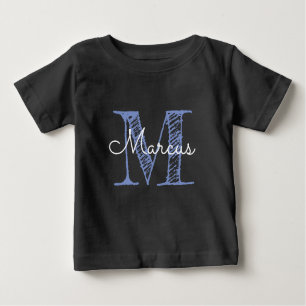Monogram eget namn Pojke Black Baby T-Shirt