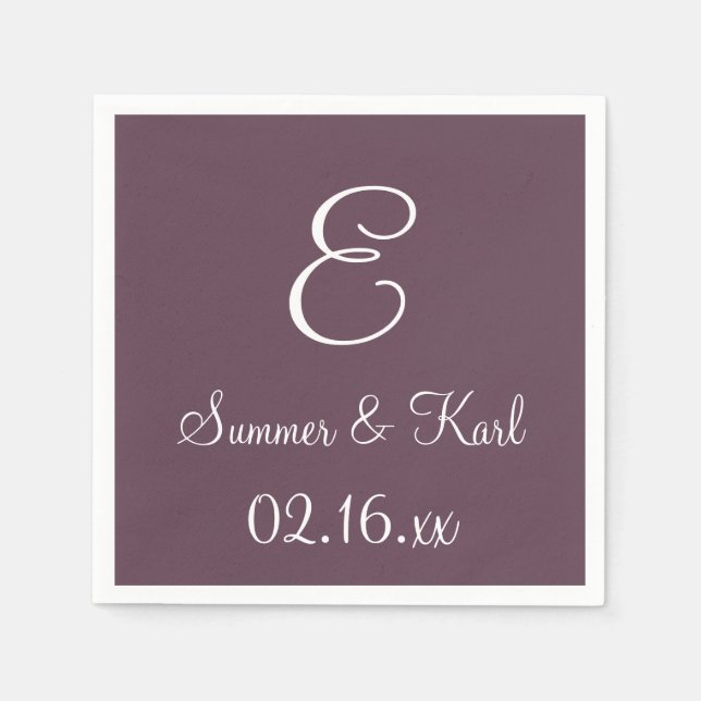 Monogram Eggplant Top Monokrome Napkins Pappersservett (Framsidan)