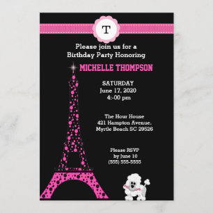 Monogram Eiffel Torn Birthday-inbjudan Inbjudningar