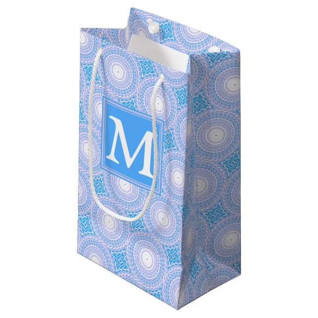 Monogram Electric Blue Circles mönster (Framsidan Vinklad)