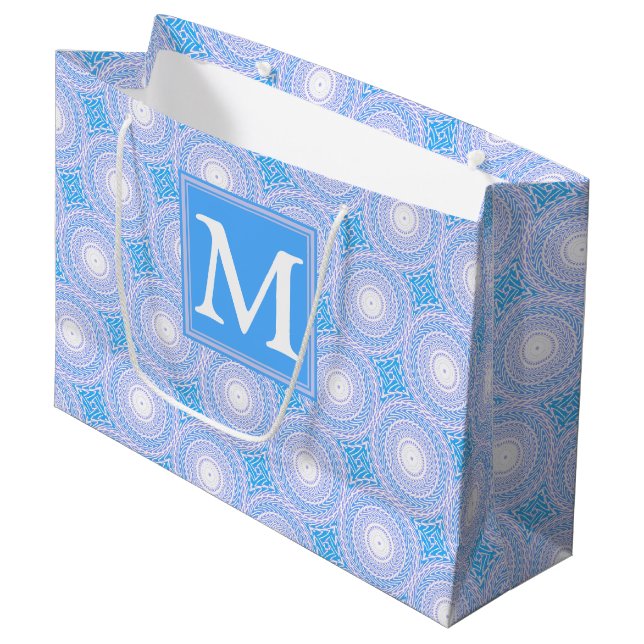 Monogram Electric Blue Circles mönster (Framsidan Vinklad)