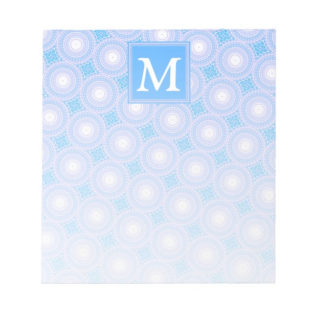 Monogram Electric Blue Circles mönster Anteckningsblock (Framsida)