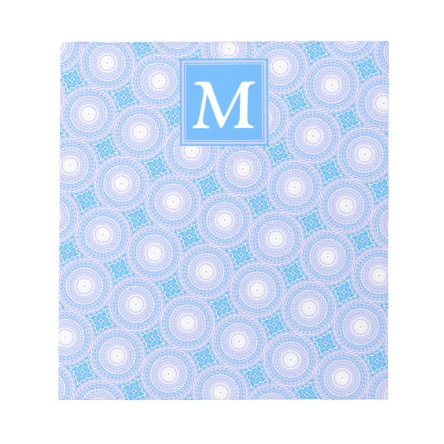 Monogram Electric Blue Circles mönster Anteckningsblock (Framsida)