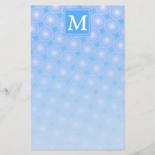 Monogram Electric Blue Circles mönster Brevpapper