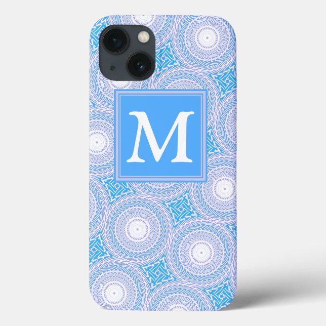 Monogram Electric Blue Circles mönster Fodral-Mate (Baksida)