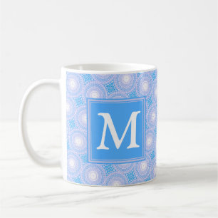 Monogram Electric Blue Circles mönster Kaffemugg