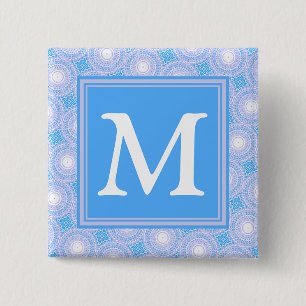 Monogram Electric Blue Circles mönster Knapp