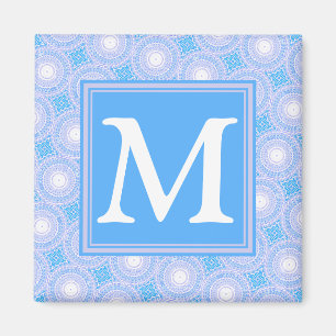 Monogram Electric Blue Circles mönster Magnet