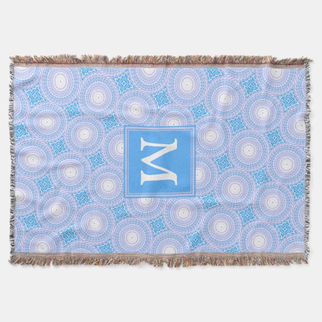 Monogram Electric Blue Circles mönster Mysfilt (Framsidan)