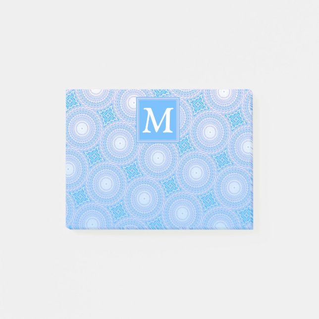 Monogram Electric Blue Circles mönster Post-it Block (Framsida)