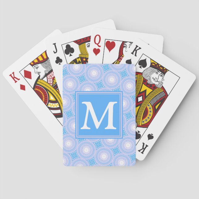 Monogram Electric Blue Circles mönster Spel Kort (Baksidan)