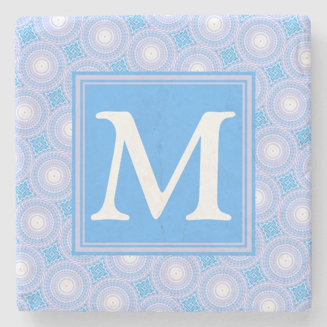 Monogram Electric Blue Circles mönster Stenunderlägg (Framsidan)