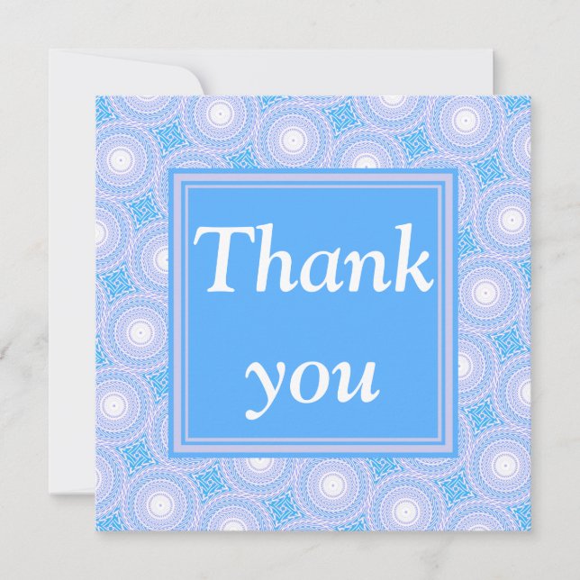 Monogram Electric Blue Circles mönster Tack Kort (Framsida)