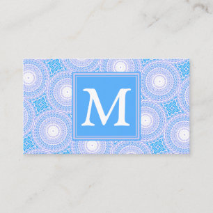 Monogram Electric Blue Circles mönster Visitkort