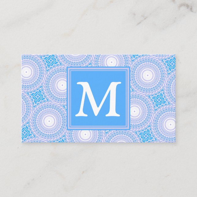 Monogram Electric Blue Circles mönster Visitkort (Framsida)