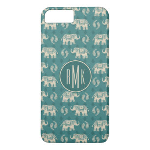 Monogram Elefant Teal Caravan Mönster