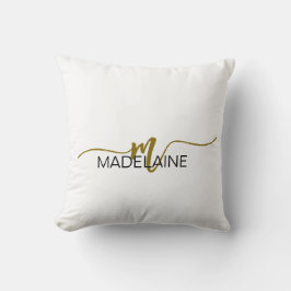 Monogram Elegant Black Guld Färg Personal Kudde