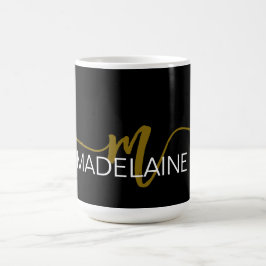 Monogram Elegant Black Guld Kaffemugg