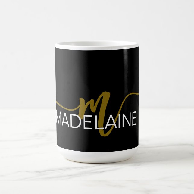 Monogram Elegant Black Guld Kaffemugg (Center)