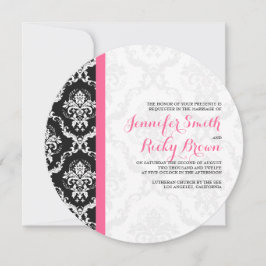 Monogram Elegant Black & White Bröllop Inbjudningar