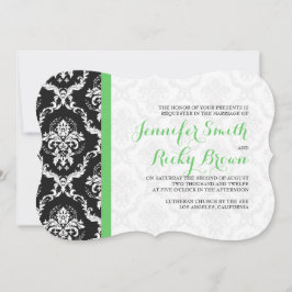 Monogram Elegant Black & White Bröllop Inbjudningar