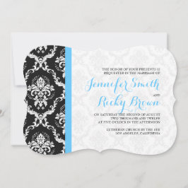 Monogram Elegant Black & White Bröllop Inbjudningar