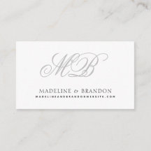 Monogram Elegant Black White Grått Bröllop webbpla