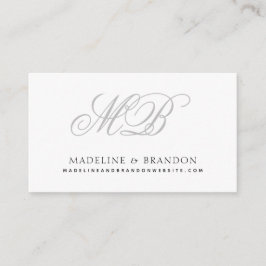 Monogram Elegant Black White Grått Bröllop webbpla Tilläggskort