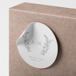 Monogram elegant bröllop runt klistermärke