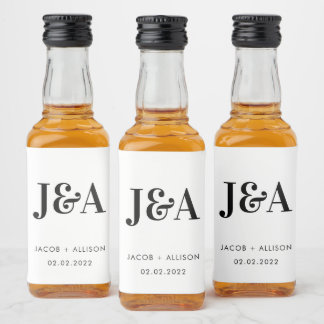 Monogram Elegant Bröllopsgåva Bröllopsfest Dryckes Spritflaskor Etikett