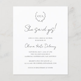 Monogram Elegant Budget Bröllopsfest Inbjudan