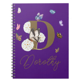 Monogram Elegant Butterfly Colorful Blommigt Anteckningsbok