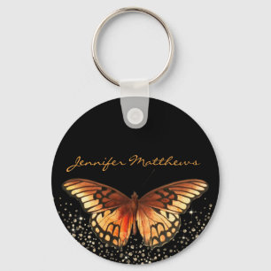 Monogram Elegant Butterfly Glitter Nyckelring