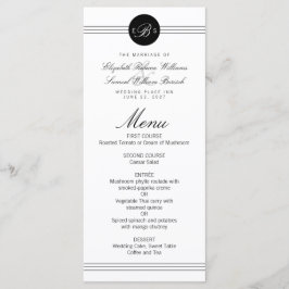 Monogram Elegant Chic Svart Punkt Ren Bröllopsmeny Meny