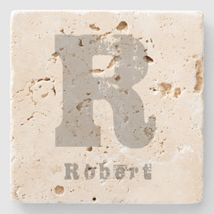 Monogram Elegant Design Brev Travertine Stenunderlägg