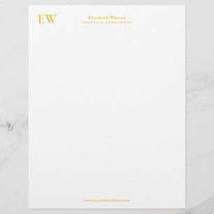 Monogram Elegant Enkel Golden Gult Brevhuvud