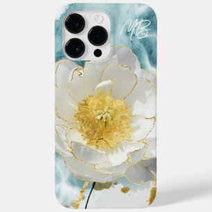 Monogram Elegant Enkel Vit Blomma Akvarell