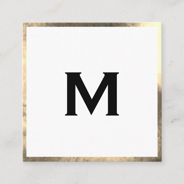 Monogram Elegant Faux Golden Gräns Fyrkantigt Visitkort (Framsida)