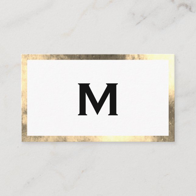 Monogram Elegant Faux Golden Gräns Visitkort (Framsida)