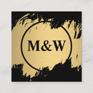 Monogram Elegant Faux Guld Grunge Fyrkantigt Visitkort