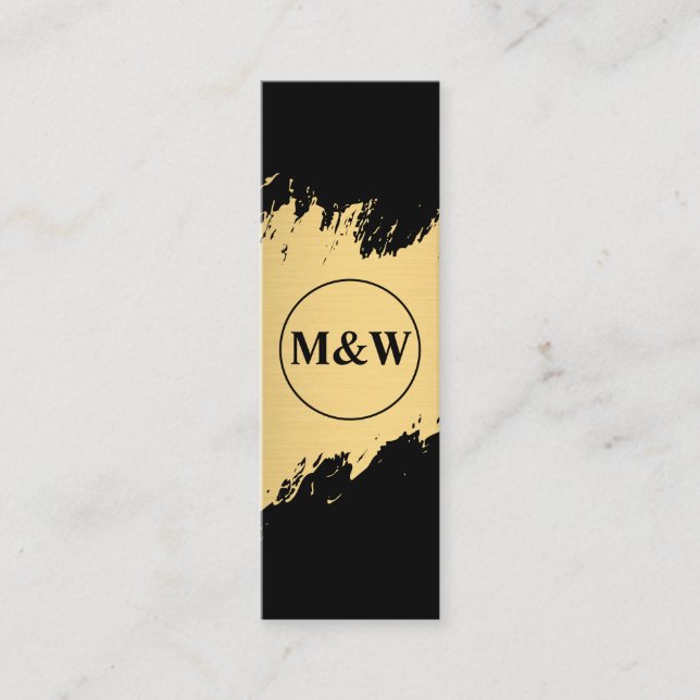 Monogram Elegant Faux Guld Grunge Mini Visitkort (Framsida)