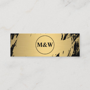 Monogram Elegant Faux Guld Grunge Mini Visitkort