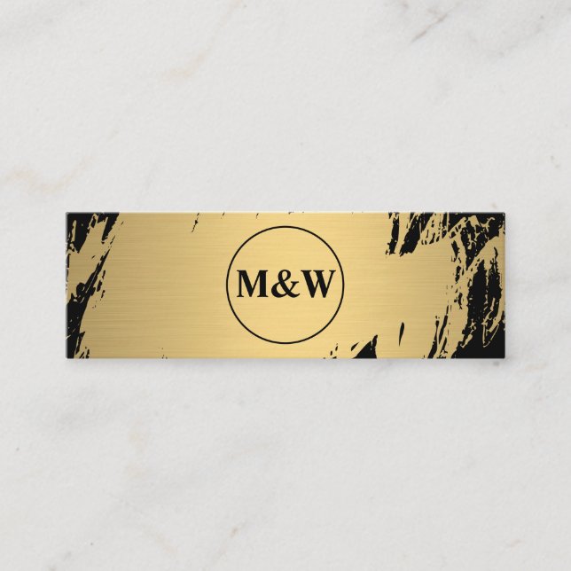 Monogram Elegant Faux Guld Grunge Mini Visitkort (Framsida)