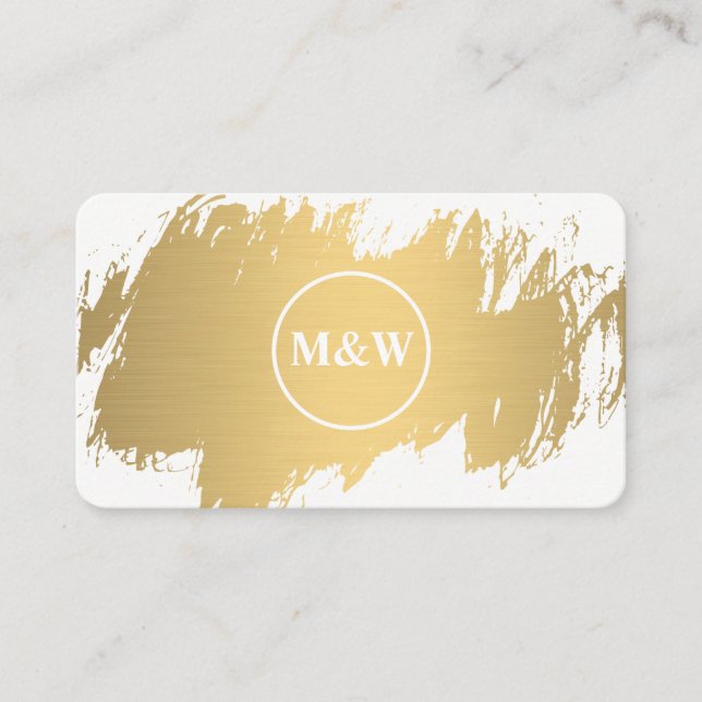 Monogram Elegant Faux Guld Grunge Visitkort (Framsida)