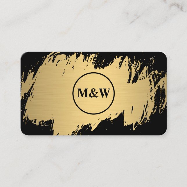 Monogram Elegant Faux Guld Grunge Visitkort (Framsida)