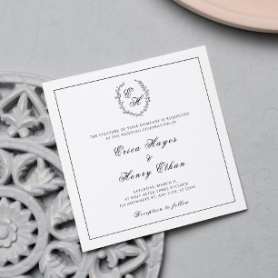 Monogram Elegant för andning Square Bröllop Inbjudningar