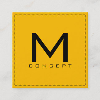 Monogram Elegant för Professionell Modern Amber Fyrkantigt Visitkort
